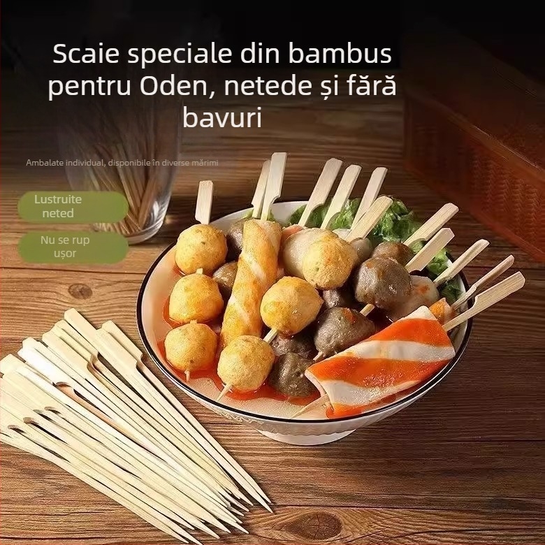 Bețe de bambus pentru fructe caramelizate, bețe pentru odén, bețe de grătar mini, de unică folosință pentru fructe la grătar