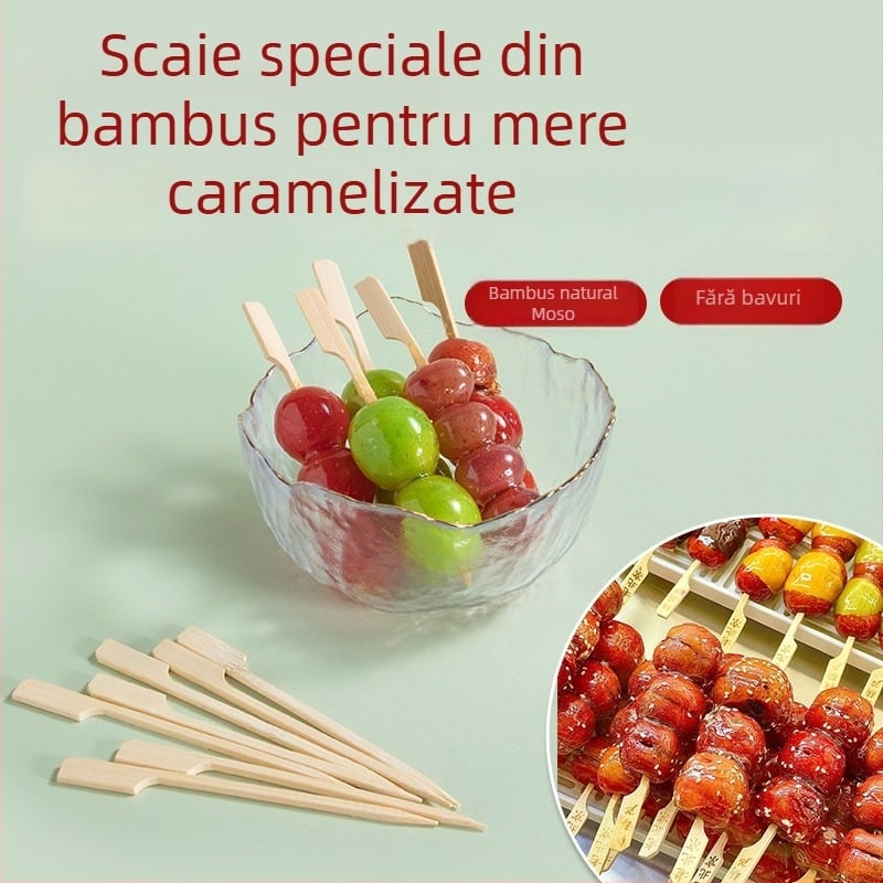 Bețe de bambus pentru fructe caramelizate, bețe pentru odén, bețe de grătar mini, de unică folosință pentru fructe la grătar