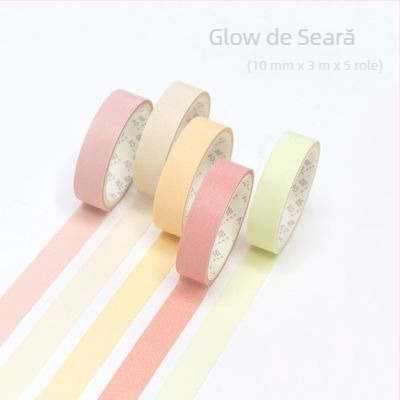 Xinmo Bandă washi colorată solid Macaron – set de bază, autocolante decorative pentru jurnal DIY, 5 role