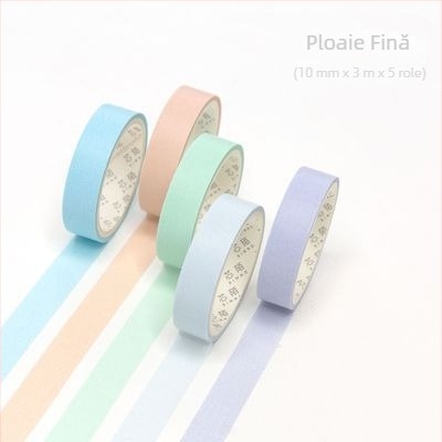 Xinmo Bandă washi colorată solid Macaron – set de bază, autocolante decorative pentru jurnal DIY, 5 role
