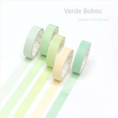 Xinmo Bandă washi colorată solid Macaron – set de bază, autocolante decorative pentru jurnal DIY, 5 role