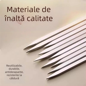 Frigărui din oțel inoxidabil pentru grătar – știfturi plate și rotunde, set complet pentru frigărui de miel la exterior