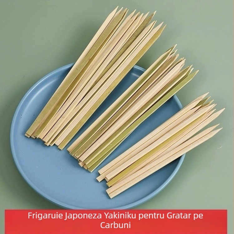 Bețișoare plate din bambus pentru yakitori japonez și grătar cu cărbune, bețișoare de unică folosință pentru carne și fructe, lungimi 15-25 cm
