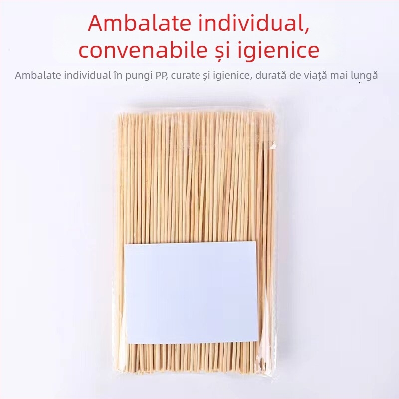 Bețișoare de bambus de unică folosință pentru uz comercial, ideale pentru frigărui de miel, cârnați la grătar și gustări
