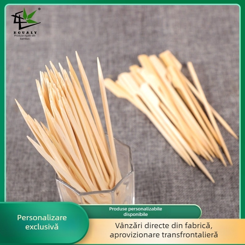 Bețe de bambus de unică folosință pentru grătar și hot pot, lungime 9–30 cm, grosime 3 mm, imprimare logo disponibilă