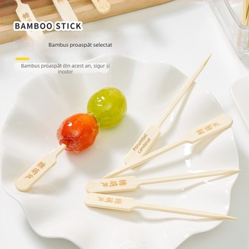 Bețișoare din bambus pentru fructe caramelizate, netede, fără țepi, fără miros, biodegradabile, pentru tarabe mici cu fructe caramelizate