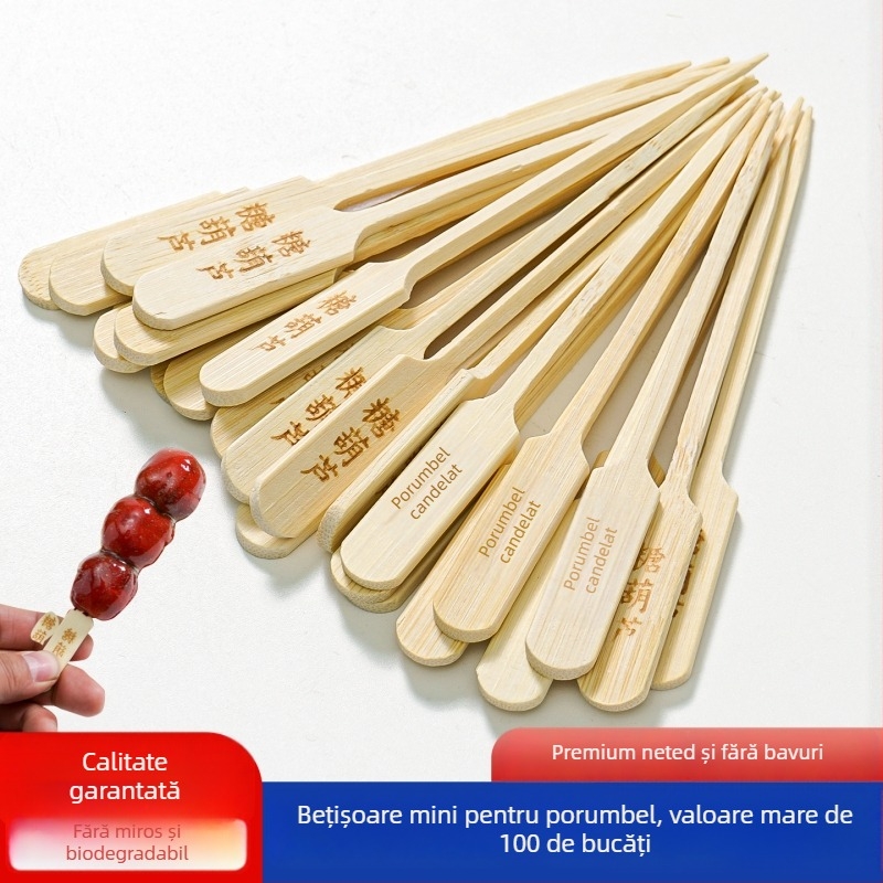 Bețișoare din bambus pentru fructe caramelizate, netede, fără țepi, fără miros, biodegradabile, pentru tarabe mici cu fructe caramelizate