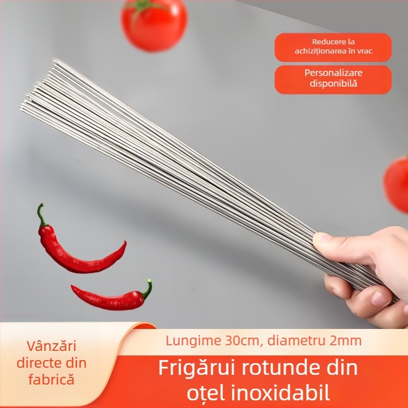 Frigărui din oțel inoxidabil pentru grătar, frigărui rotunde groase pentru carne și miel, frigărui cu cârlig din oțel inoxidabil
