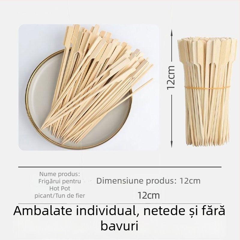 Bețe de bambus cu mâner de 12 cm – bețe mini cu fructe caramelizate pentru grătar, hot pot și oden
