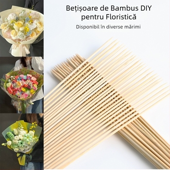 Bețe de bambus pentru buchete și proiecte DIY florale; bețe din lemn pentru suveniruri cu bomboane și ambalare gustări