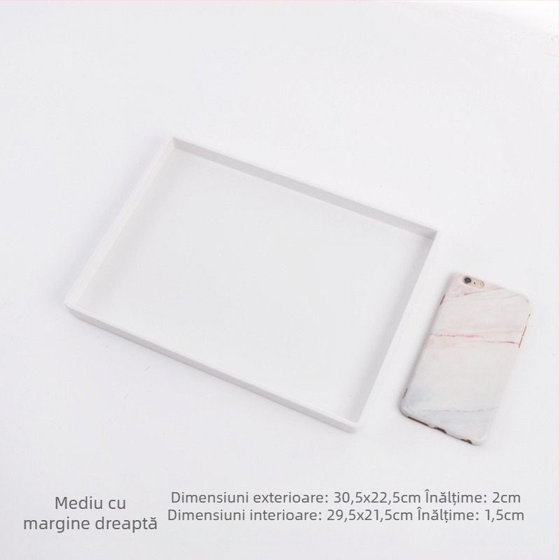 Tavă dreptunghiulară din melamină cu farfurioare mici, cești de ceai și de apă, pentru camere de hotel, saloane de înfrumusețare și uz casnic