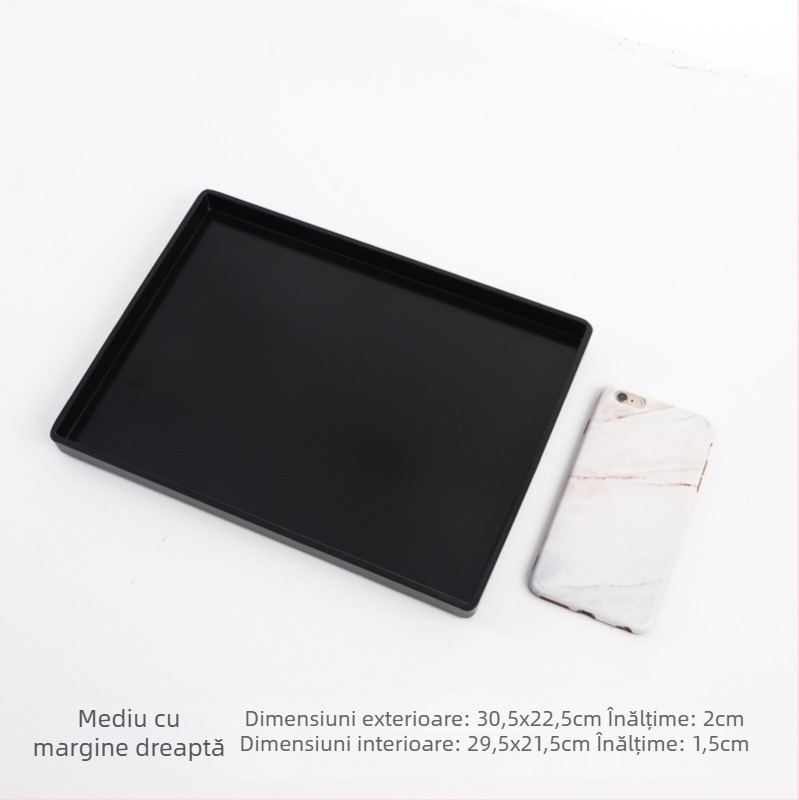 Tavă dreptunghiulară din melamină cu farfurioare mici, cești de ceai și de apă, pentru camere de hotel, saloane de înfrumusețare și uz casnic