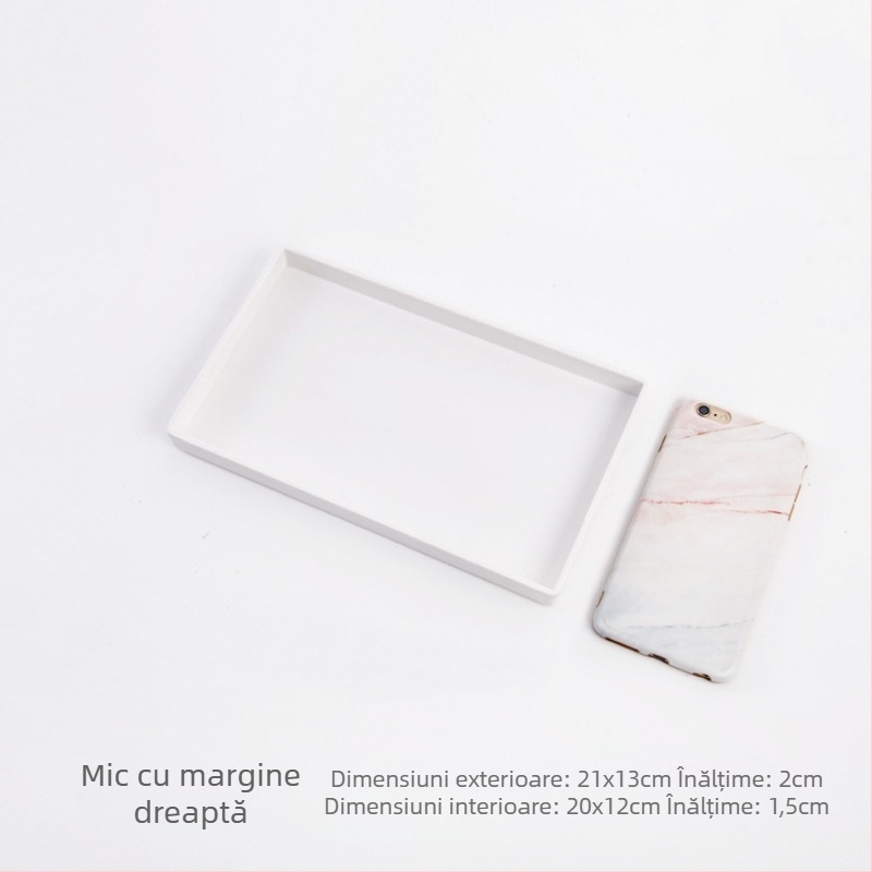 Tavă dreptunghiulară din melamină cu farfurioare mici, cești de ceai și de apă, pentru camere de hotel, saloane de înfrumusețare și uz casnic