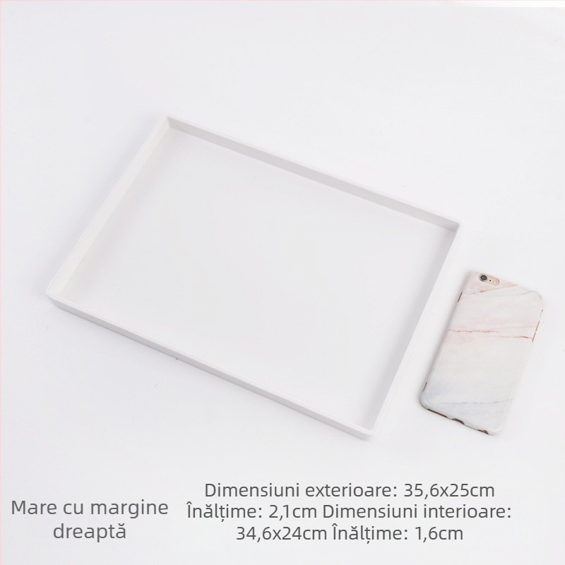 Tavă dreptunghiulară din melamină cu farfurioare mici, cești de ceai și de apă, pentru camere de hotel, saloane de înfrumusețare și uz casnic