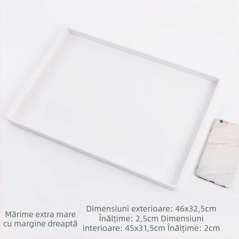 Tavă dreptunghiulară din melamină cu farfurioare mici, cești de ceai și de apă, pentru camere de hotel, saloane de înfrumusețare și uz casnic