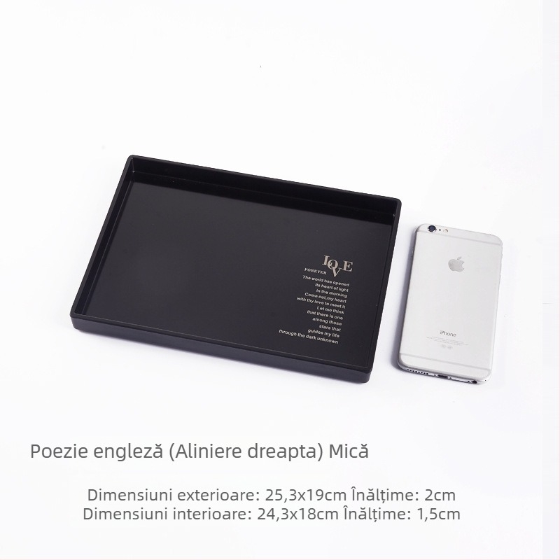 Tavă dreptunghiulară din melamină cu farfurioare mici, cești de ceai și de apă, pentru camere de hotel, saloane de înfrumusețare și uz casnic