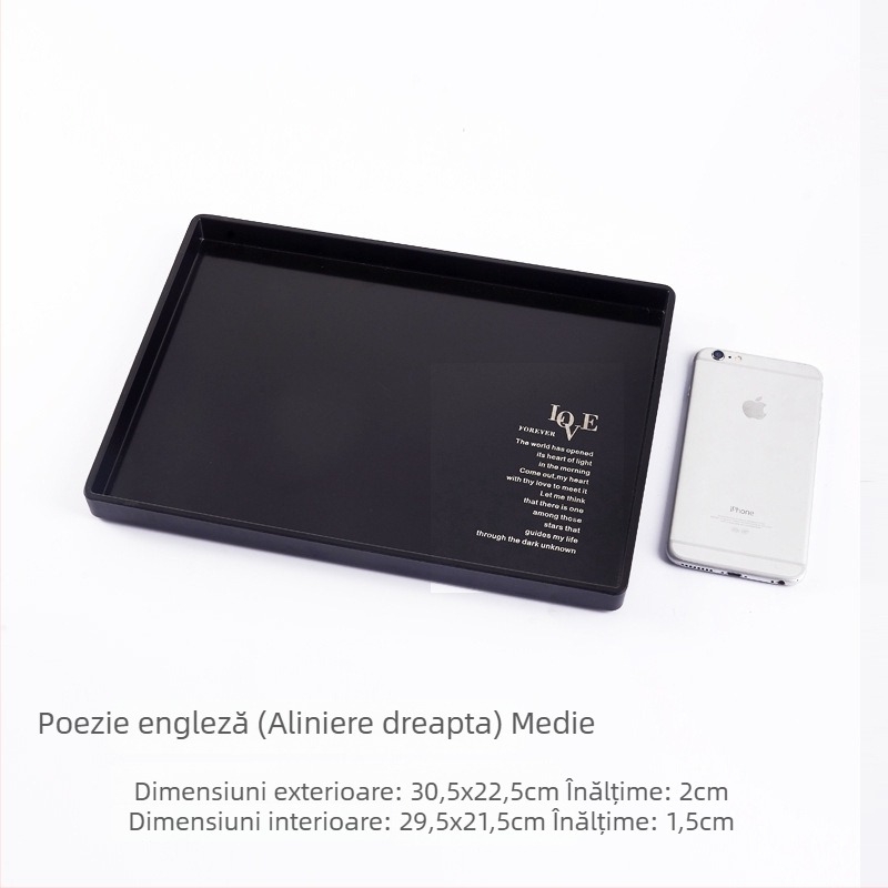 Tavă dreptunghiulară din melamină cu farfurioare mici, cești de ceai și de apă, pentru camere de hotel, saloane de înfrumusețare și uz casnic