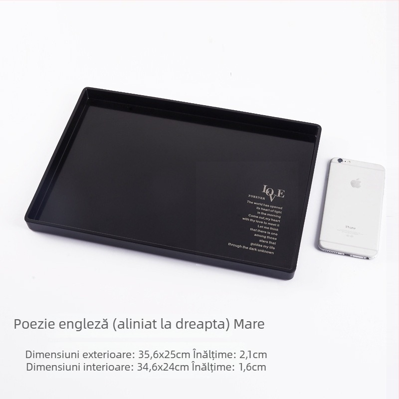 Tavă dreptunghiulară din melamină cu farfurioare mici, cești de ceai și de apă, pentru camere de hotel, saloane de înfrumusețare și uz casnic