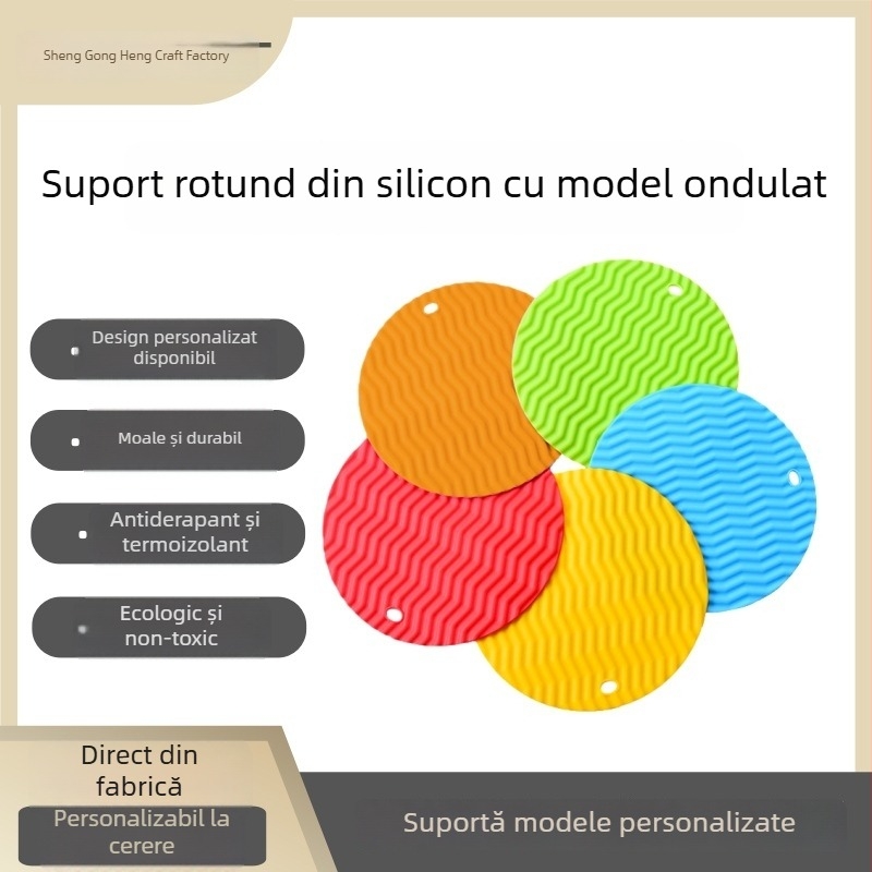Covoraș rotund din silicon pentru protecție termică a mesei, pentru farfurii și cești — anti-arși, impermeabil, antiderapant, pentru drenaj, bucătărie cu friteuză pe aer