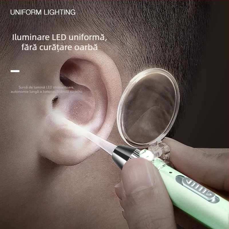 Lingură luminoasă pentru urechi cu iluminare, vârf moale, pentru cerumen la bebeluți și copii