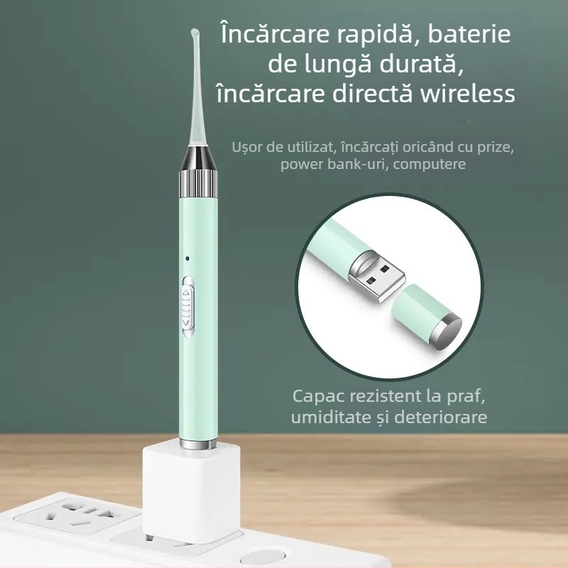 Lingură luminoasă pentru urechi cu iluminare, vârf moale, pentru cerumen la bebeluți și copii