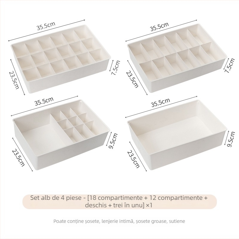 Organizator plastic cu sertare pentru Sutiene, lenjerie intimă și șosete – capacitate mare