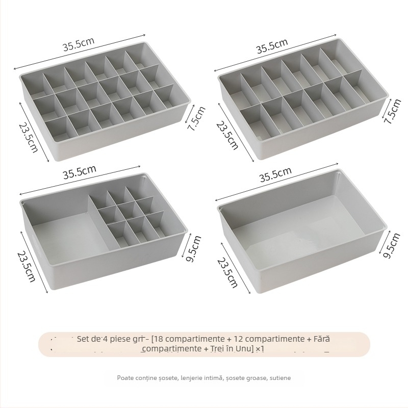 Organizator plastic cu sertare pentru Sutiene, lenjerie intimă și șosete – capacitate mare