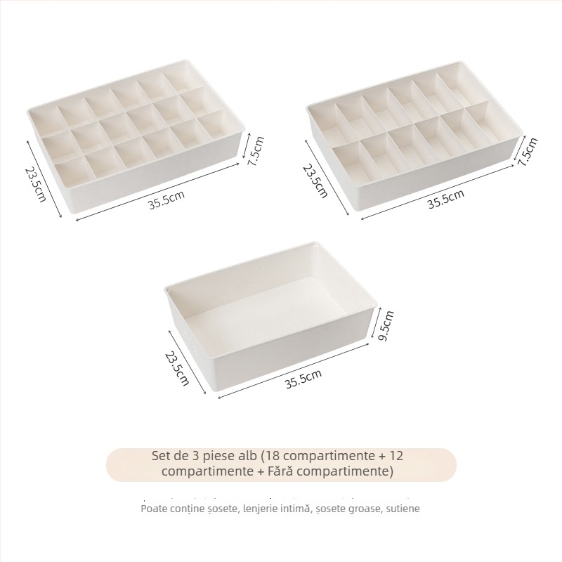 Organizator plastic cu sertare pentru Sutiene, lenjerie intimă și șosete – capacitate mare