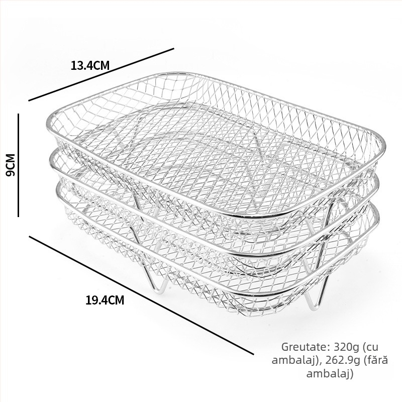 Grilă pentru friteuza cu aer, din oțel inoxidabil 304, cu mai multe niveluri, detașabilă