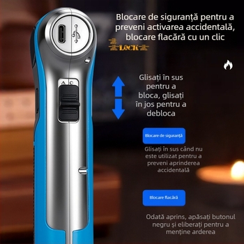 Torță manuală de sudură la temperatură înaltă, aprindere rezistentă la vânt, alimentată cu butan, pentru trabucuri, moxibustie și grătar, durabilă
