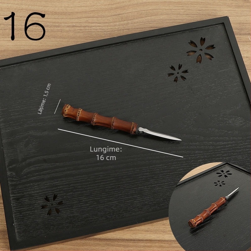 Set de ceai din bambus, stil chinezesc, lucrat manual – șase domni, ceașcă de ceai, perie de ceai, clips de ceai, accesorii ceremonie ceai