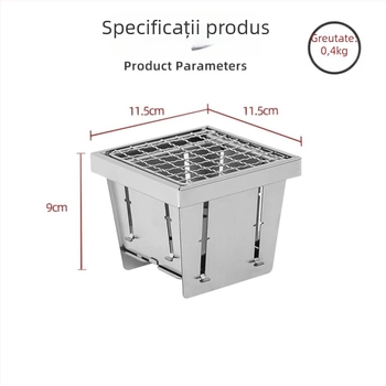 Arzător portabil pentru ceai, plită pliabilă din oțel inoxidabil pentru interior și exterior