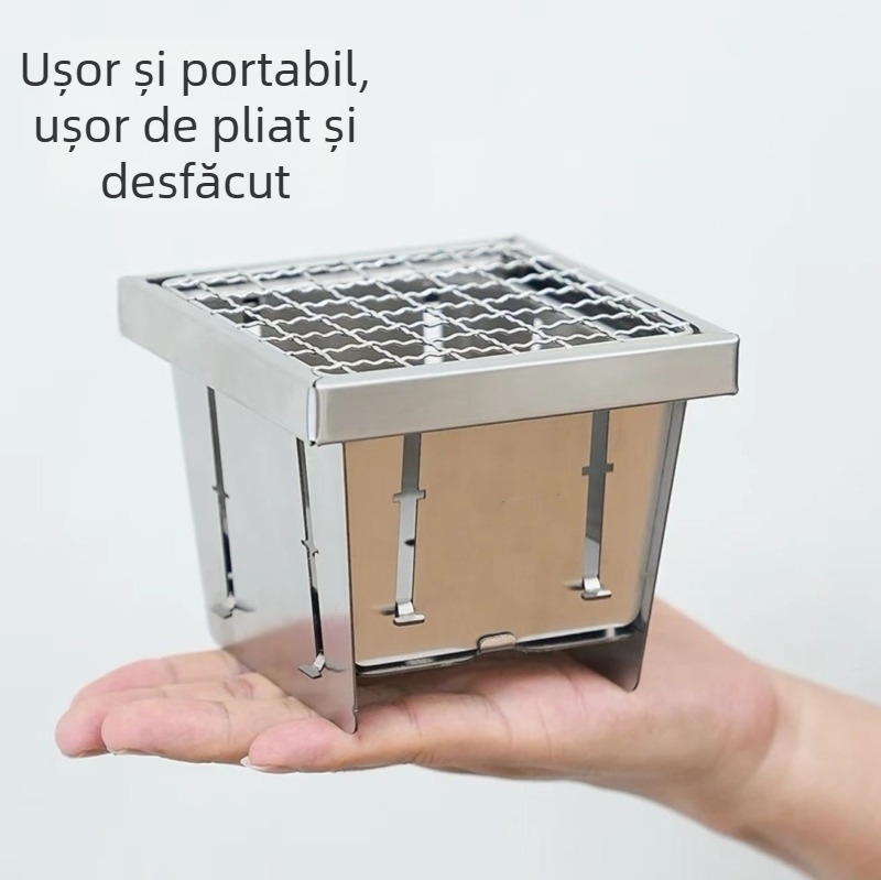 Arzător portabil pentru ceai, plită pliabilă din oțel inoxidabil pentru interior și exterior
