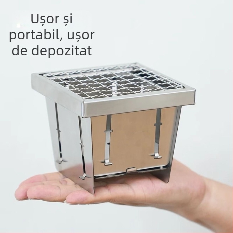 Arzător portabil pentru ceai, plită pliabilă din oțel inoxidabil pentru interior și exterior
