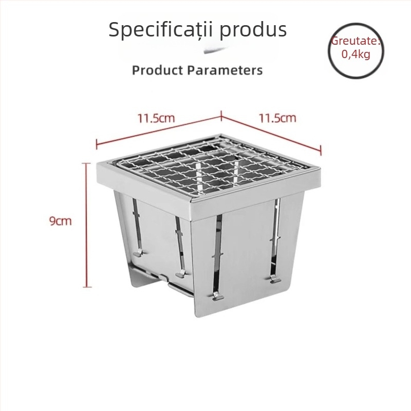 Arzător portabil pentru ceai, plită pliabilă din oțel inoxidabil pentru interior și exterior
