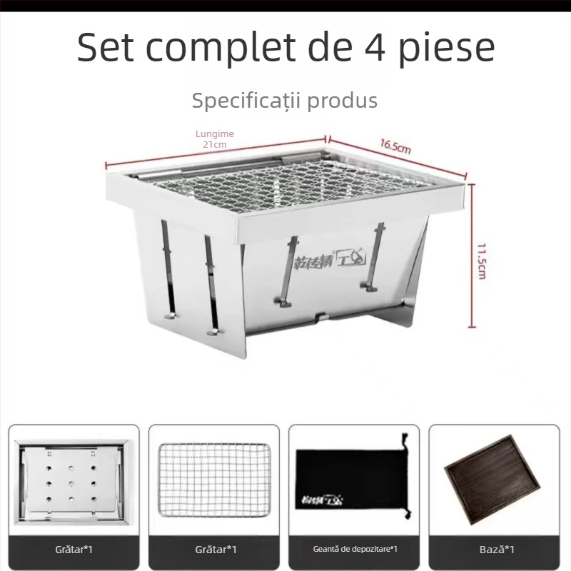 Arzător portabil pentru ceai, plită pliabilă din oțel inoxidabil pentru interior și exterior