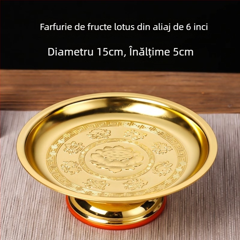 Farfurie de fructe cu lotus pentru altarul Buddha