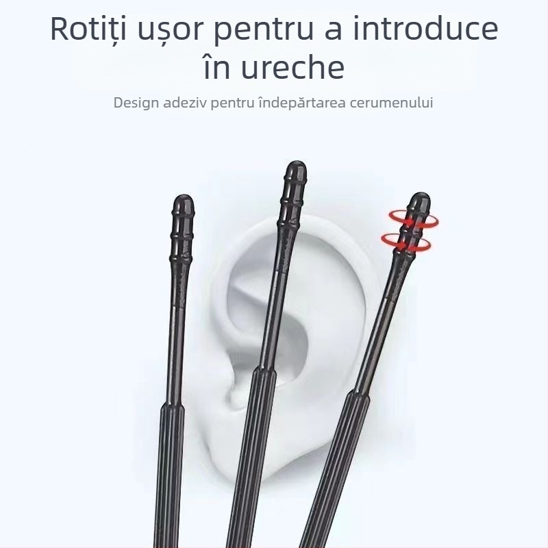 Kit de curățare a urechilor, de unică folosință, cu lingurițe pentru urechi și bețișoare de bumbac