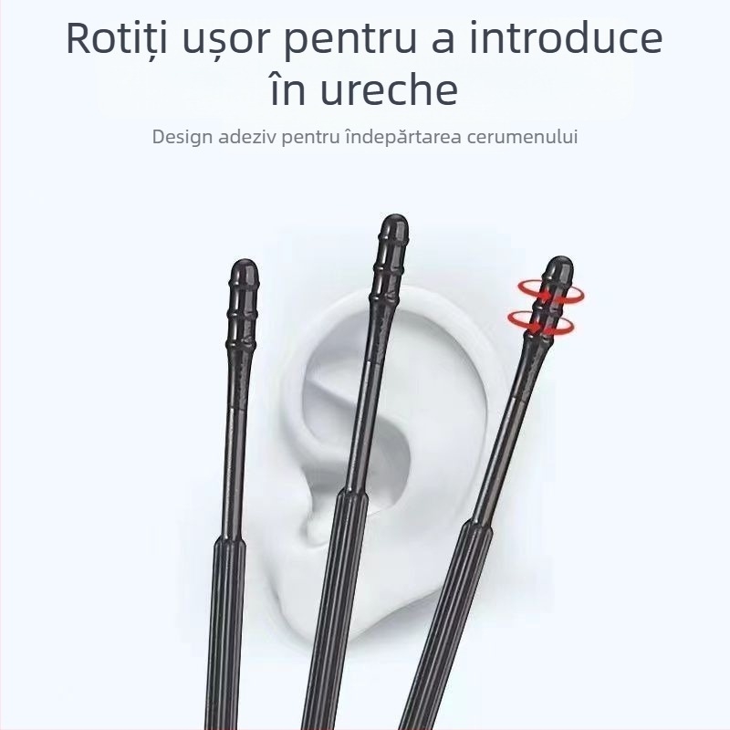 Kit de curățare a urechilor, de unică folosință, cu lingurițe pentru urechi și bețișoare de bumbac