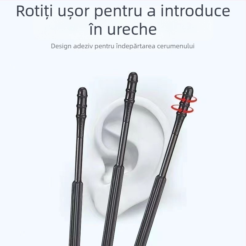Kit de curățare a urechilor, de unică folosință, cu lingurițe pentru urechi și bețișoare de bumbac