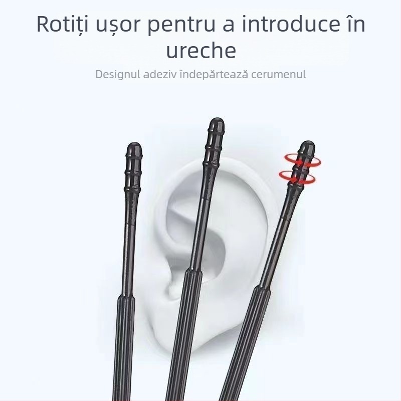 Kit de curățare a urechilor, de unică folosință, cu lingurițe pentru urechi și bețișoare de bumbac