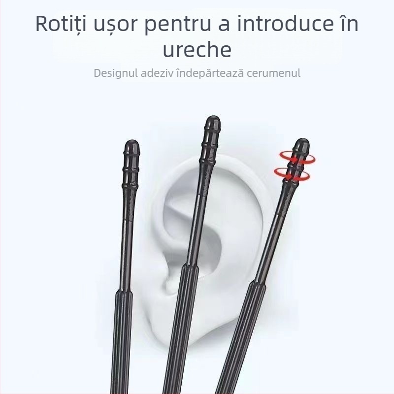 Kit de curățare a urechilor, de unică folosință, cu lingurițe pentru urechi și bețișoare de bumbac