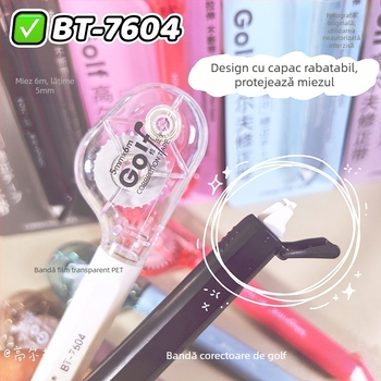 Bandă corectoare tip pix pentru golf, cu film PET transparent, 6 m, culori variate, priză în stil pix