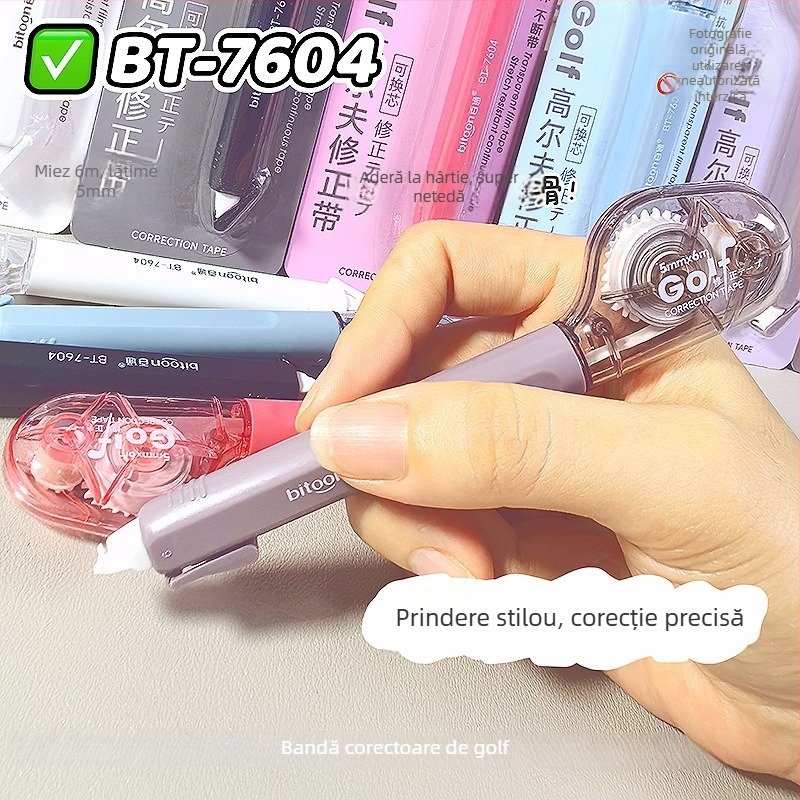 Bandă corectoare tip pix pentru golf, cu film PET transparent, 6 m, culori variate, priză în stil pix