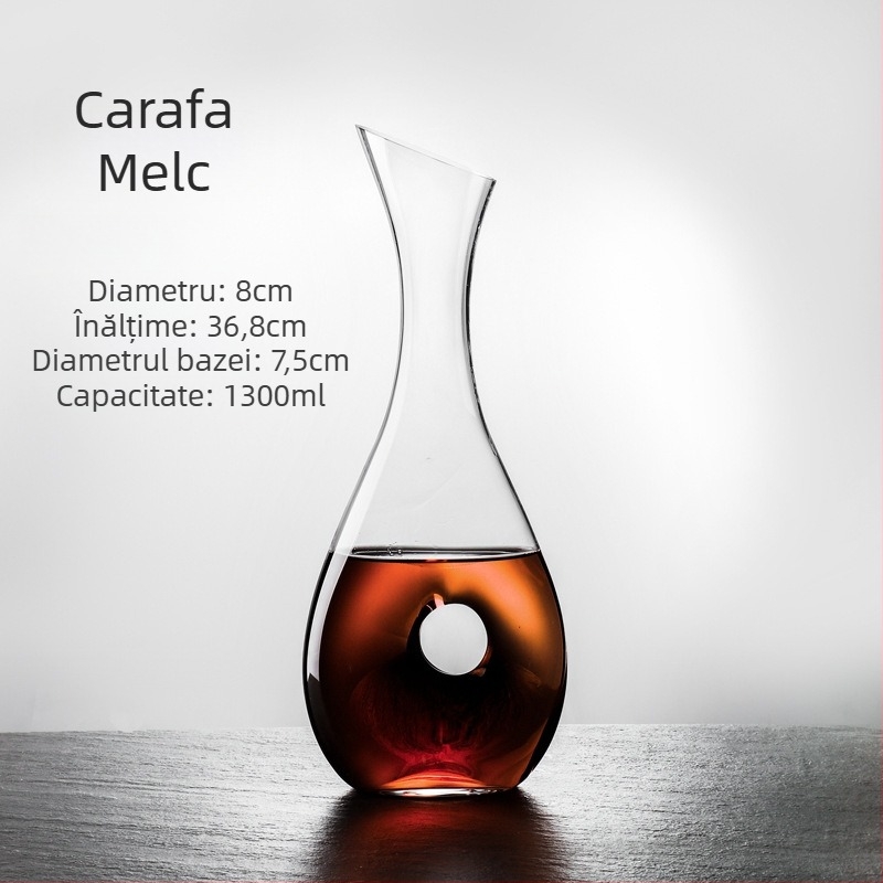 Decantor de vin din sticlă cu aerator pentru aerare rapidă