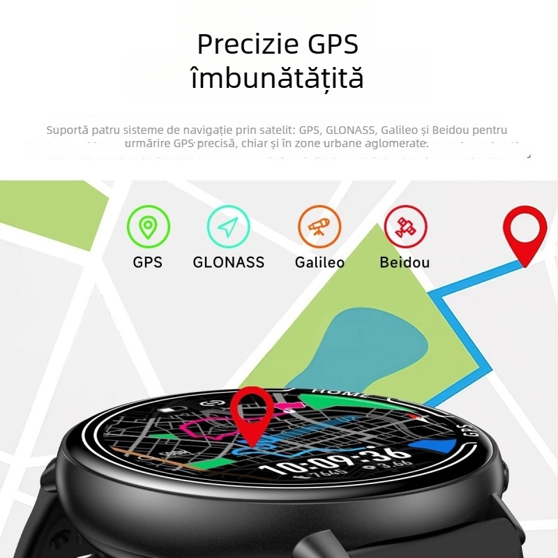Ceas inteligent KC100, multifuncțional, monitorizare ritm cardiac și oxigen din sânge, impermeabil, apeluri Bluetooth, monitorizare somn, unisex