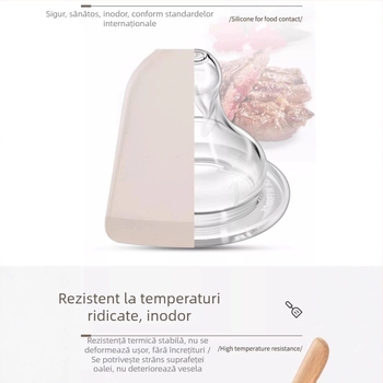 Spatulă din silicon cu mâner din lemn, rezistentă la temperaturi înalte, antiaderentă pentru gătit, 1 bucată