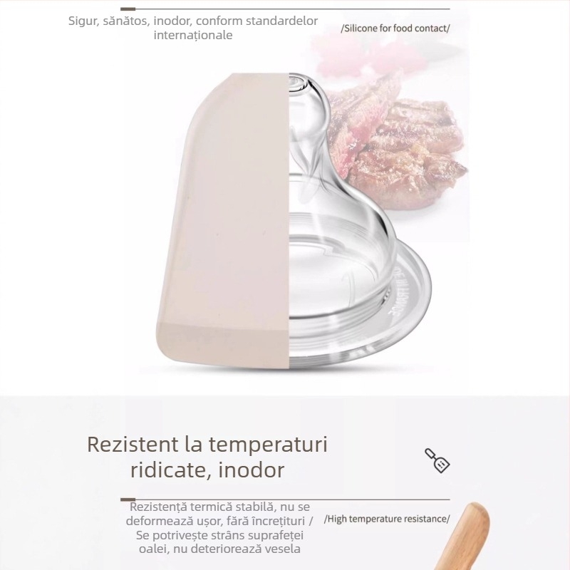 Spatulă din silicon cu mâner din lemn, rezistentă la temperaturi înalte, antiaderentă pentru gătit, 1 bucată