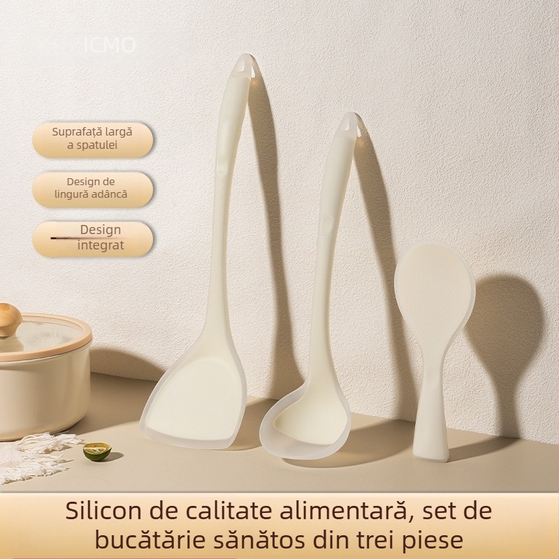 Set din silicon pentru gătit: spatule și linguri — antiaderent, rezistent la temperaturi înalte, antialunecare, protecție împotriva arsurilor, set complet de ustensile de bucătărie
