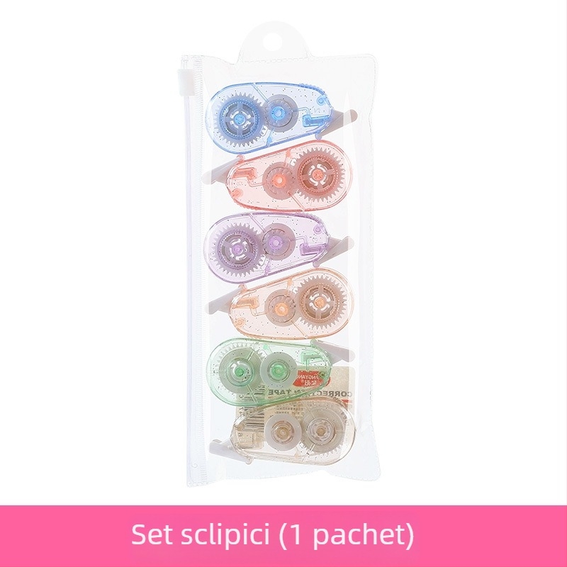Bandă corectoare Morandi, transparentă, mini, design inimă feminin, portabil pentru elevi, set de 6 bucăți